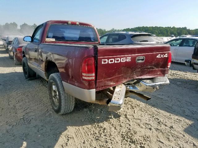 1B7GG26N8YS696972 - 2000 DODGE DAKOTA BURGUNDY photo 3