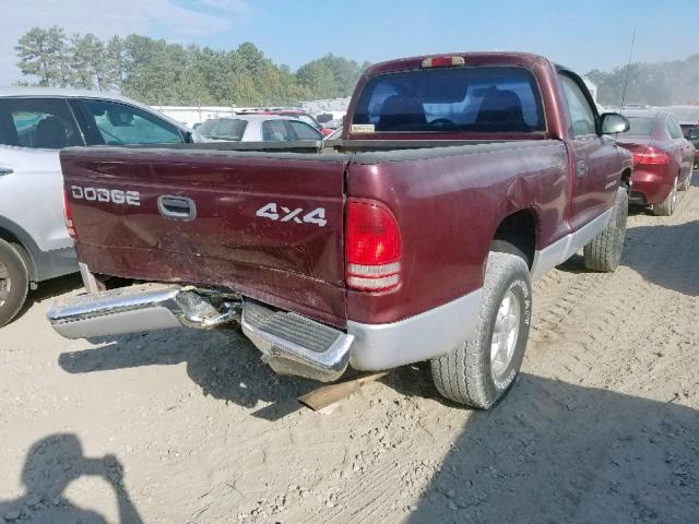 1B7GG26N8YS696972 - 2000 DODGE DAKOTA BURGUNDY photo 4