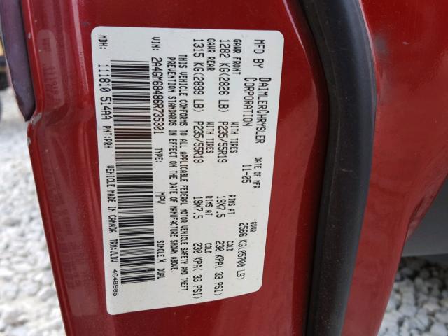 2A4GM68486R735301 - 2006 CHRYSLER PACIFICA T RED photo 10