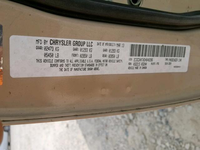 2C3CDXAT0DH648396 - 2013 DODGE CHARGER PO TAN photo 10