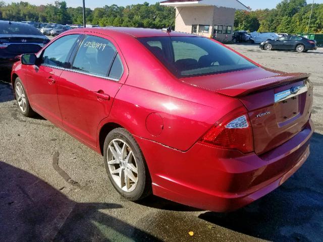 3FAHP0JA8AR296043 - 2010 FORD FUSION SEL RED photo 3