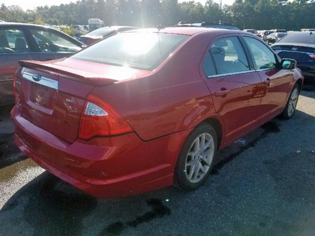 3FAHP0JA8AR296043 - 2010 FORD FUSION SEL RED photo 4