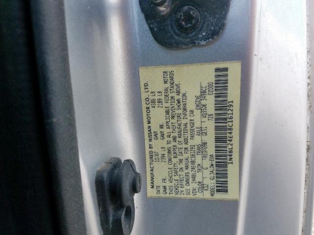 1N4BL24E48C161291 - 2008 NISSAN ALTIMA 3.5 SILVER photo 10