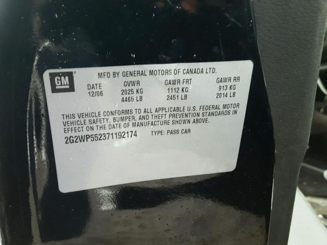 2G2WP552371192174 - 2007 PONTIAC GRAND PRIX BLACK photo 10