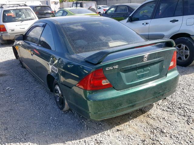 1HGEM22542L018096 - 2002 HONDA CIVIC LX GREEN photo 3