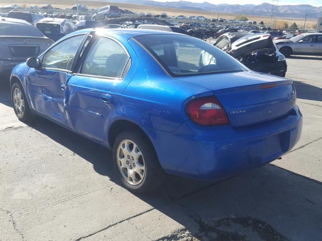 1B3ES56C75D148873 - 2005 DODGE NEON SXT BLUE photo 3