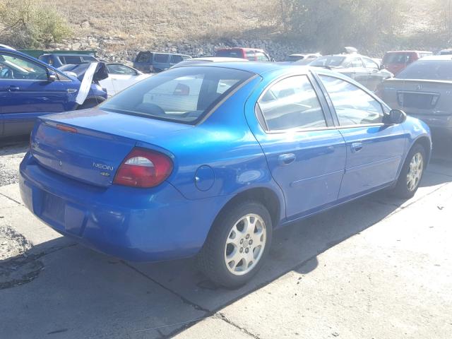 1B3ES56C75D148873 - 2005 DODGE NEON SXT BLUE photo 4