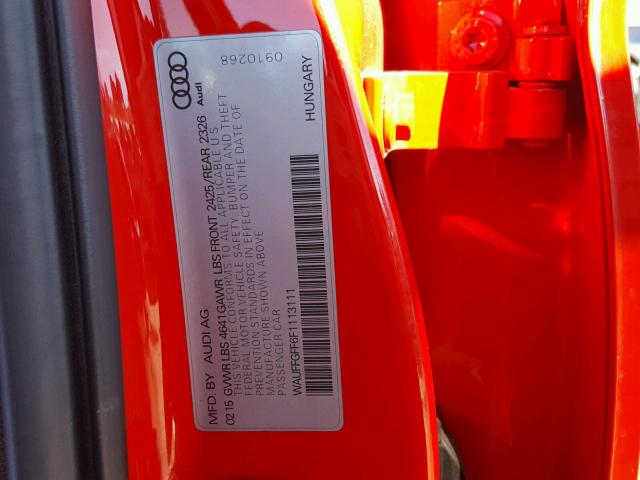 WAUFFGFF6F1113111 - 2015 AUDI S3 PRESTIG RED photo 10