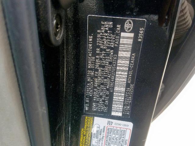 4T1BE46K27U543763 - 2007 TOYOTA CAMRY NEW BLACK photo 10