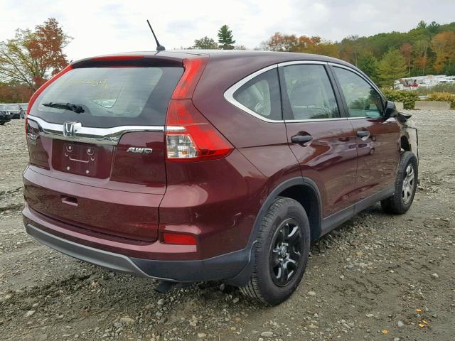 5J6RM4H33FL107188 - 2015 HONDA CR-V LX BURGUNDY photo 4