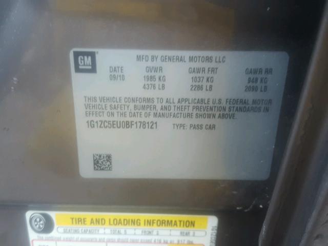 1G1ZC5EU0BF178121 - 2011 CHEVROLET MALIBU 1LT 石墨色 照片 10