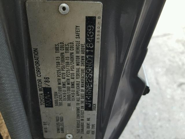 JT4RN62S9H0118439 - 1987 TOYOTA 4RUNNER RN GRAY photo 10