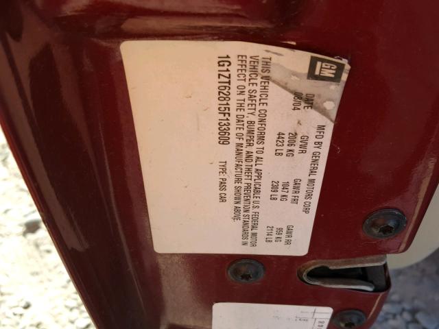 1G1ZT62815F133609 - 2005 CHEVROLET MALIBU MAX ბურგუნდია ფოტო 10