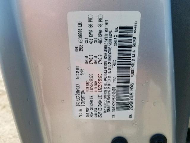 1D7KS28D76J240418 - 2006 DODGE RAM 2500 S Արծաթագույն լուսանկար 10