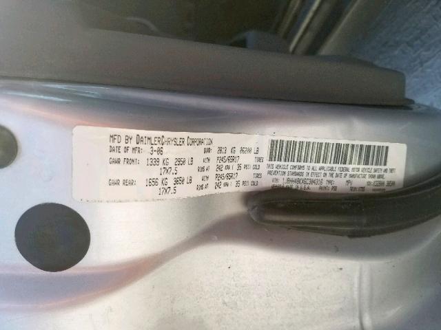 1J8HH48KX6C304316 - 2006 JEEP COMMANDER 银色 照片 10