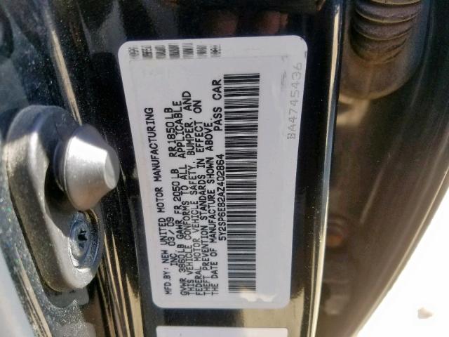 5Y2SP6E82AZ402864 - 2010 PONTIAC VIBE BLACK photo 10