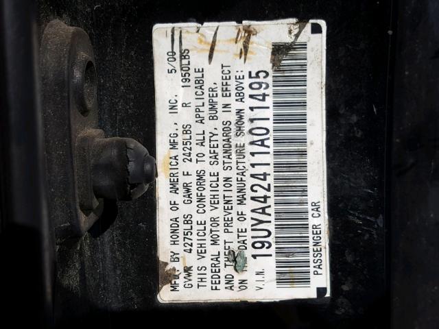 19UYA42411A011495 - 2001 ACURA 3.2CL BLACK photo 10