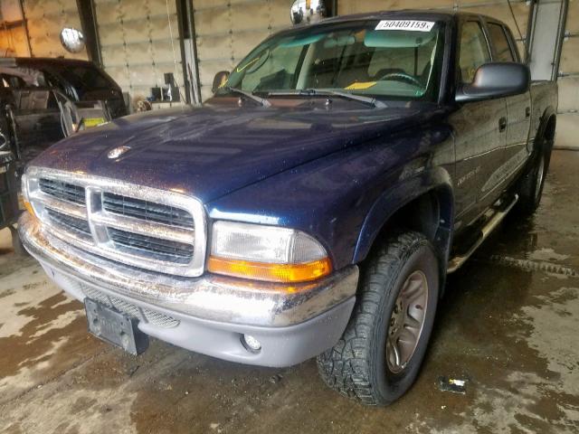 1B7HG2AN11S296754 - 2001 DODGE DAKOTA QUA BLUE photo 2