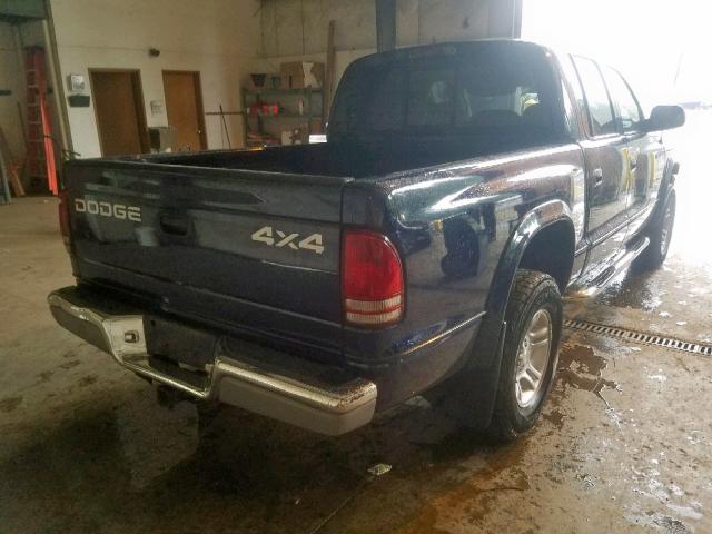 1B7HG2AN11S296754 - 2001 DODGE DAKOTA QUA BLUE photo 4