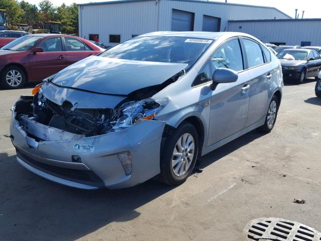 JTDKN3DP9E3050808 - 2014 TOYOTA PRIUS PLUG BLUE photo 2