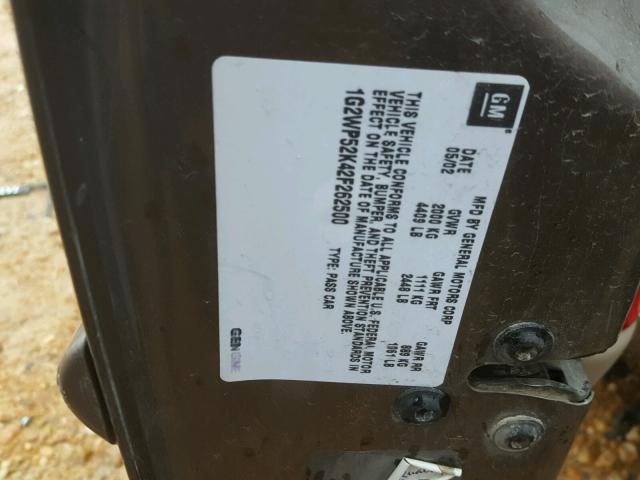 1G2WP52K42F262500 - 2002 PONTIAC GRAND PRIX BROWN photo 10