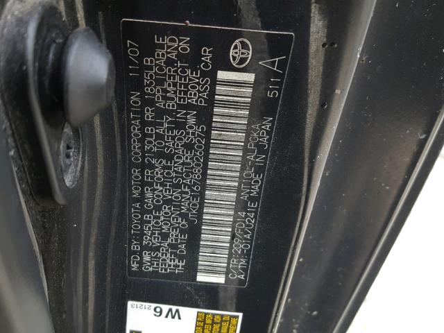 JTKDE167880260275 - 2008 TOYOTA SCION TC 黑色 照片 10