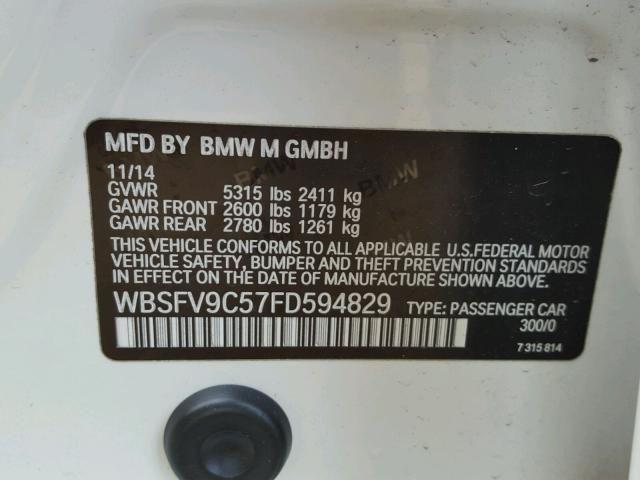 WBSFV9C57FD594829 - 2015 BMW M5 WHITE photo 10