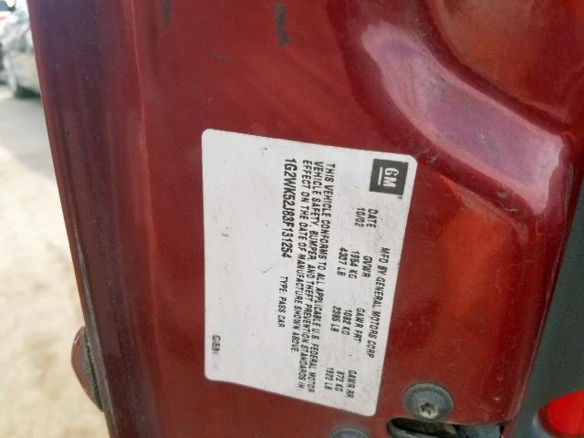 1G2WK52J83F131254 - 2003 PONTIAC GRAND PRIX RED photo 10