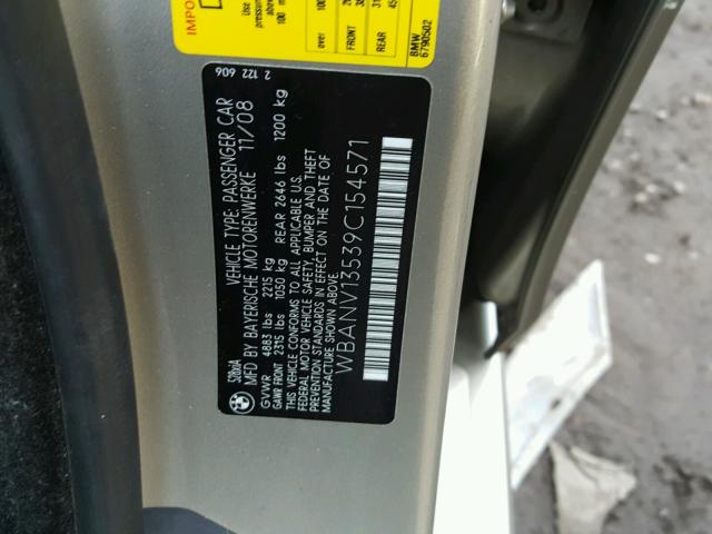 WBANV13539C154571 - 2009 BMW 528 XI SILVER photo 10