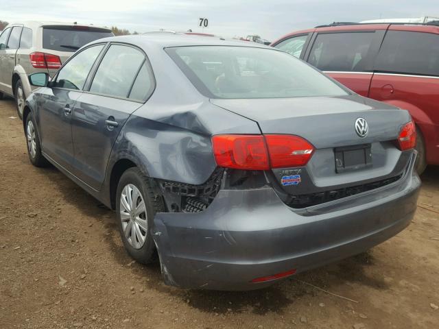 3VW1K7AJ2DM241749 - 2013 VOLKSWAGEN JETTA BASE Մոխրագույն լուսանկար 3