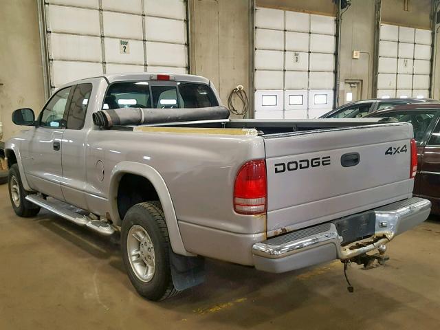 1B7GG22X7XS226230 - 1999 DODGE DAKOTA GRAY photo 3