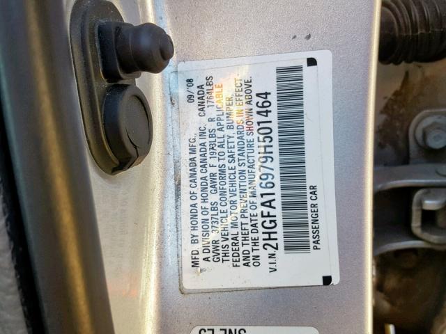 2HGFA16979H501464 - 2009 HONDA CIVIC EXL 银色 照片 10