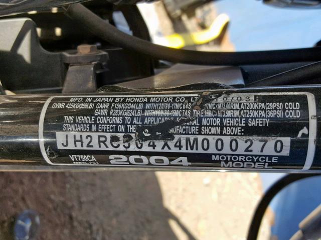 JH2RC504X4M000270 - 2004 HONDA VT750 CA WHITE photo 10