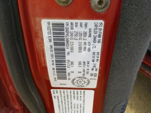 1B4GP45L5XB845314 - 1999 DODGE CARAVAN SE RED photo 10