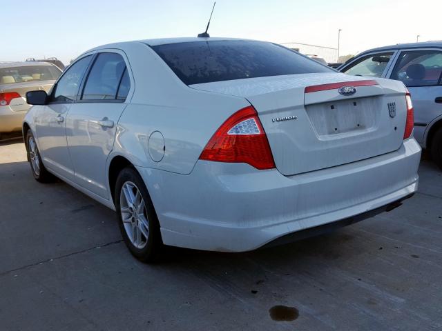 3FAHP0GA7BR343958 - 2011 FORD FUSION S WHITE photo 3