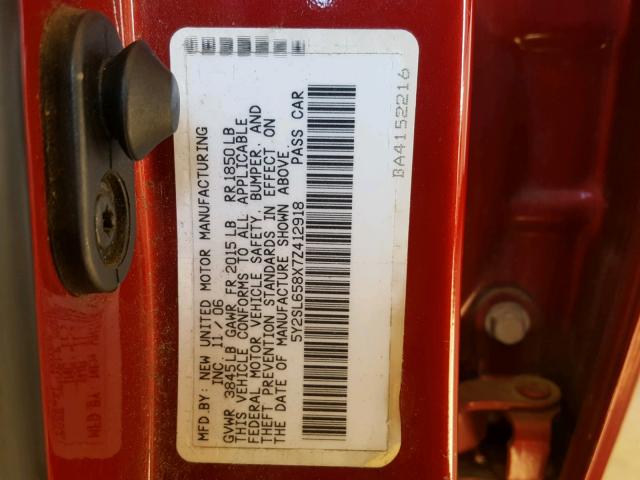 5Y2SL658X7Z412918 - 2007 PONTIAC VIBE RED photo 10