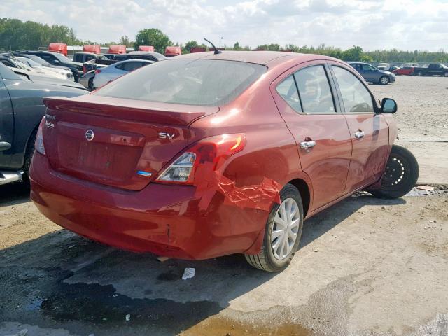 3N1CN7AP1EK464453 - 2014 NISSAN VERSA S RED photo 4