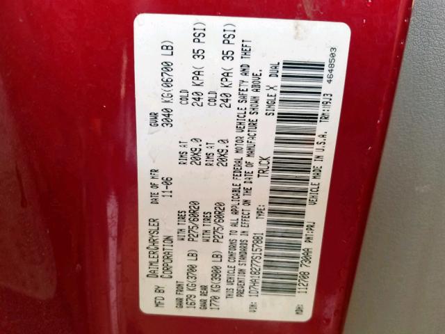 1D7HA18277S157881 - 2007 DODGE RAM 1500 S RED photo 10