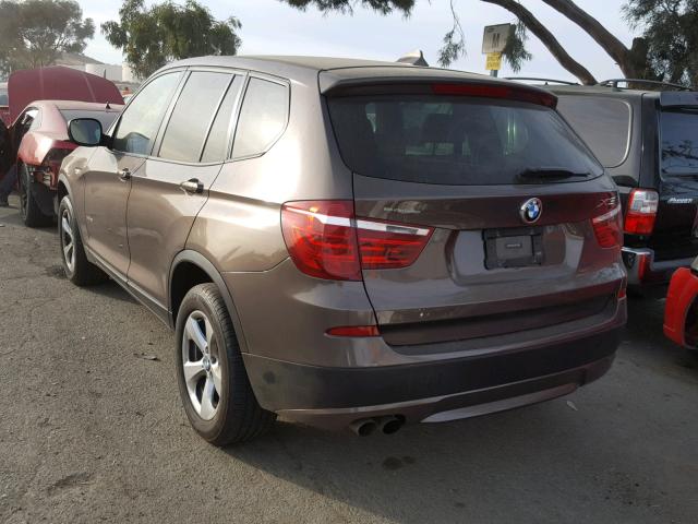 5UXWX5C55CL721636 - 2012 BMW X3 XDRIVE2 BROWN photo 3