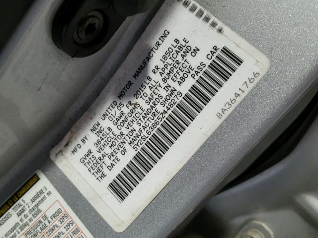 5Y2SL63865Z448279 - 2005 PONTIAC VIBE SILVER photo 10