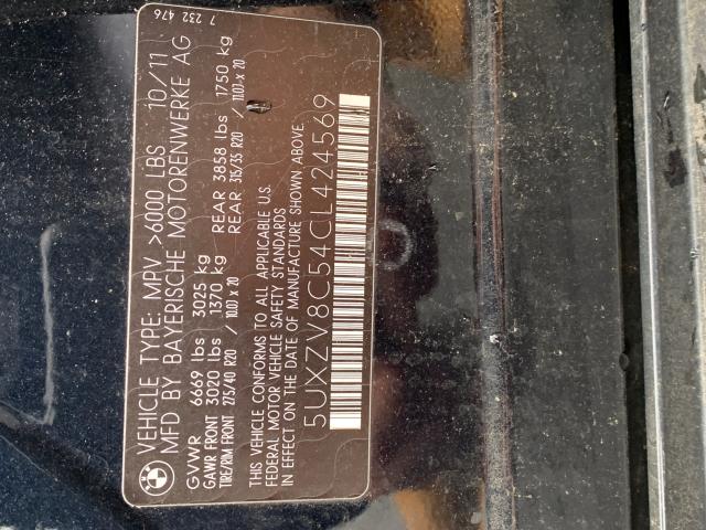 5UXZV8C54CL424569 - 2012 BMW X5 XDRIVE5 BLACK photo 10