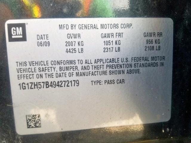 1G1ZH57B494272179 - 2009 CHEVROLET MALIBU 1LT 石墨色 照片 10