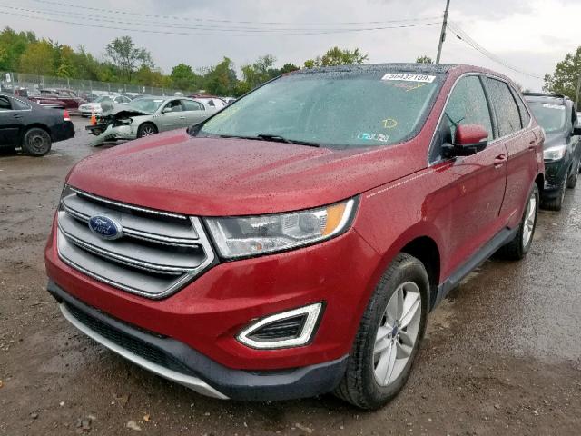 2FMTK4J9XFBB31936 - 2015 FORD EDGE SEL RED photo 2