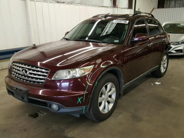 JNRAS08W25X208614 - 2005 INFINITI FX35 MAROON photo 2