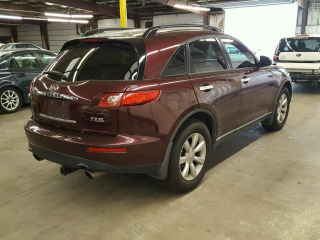 JNRAS08W25X208614 - 2005 INFINITI FX35 MAROON photo 4