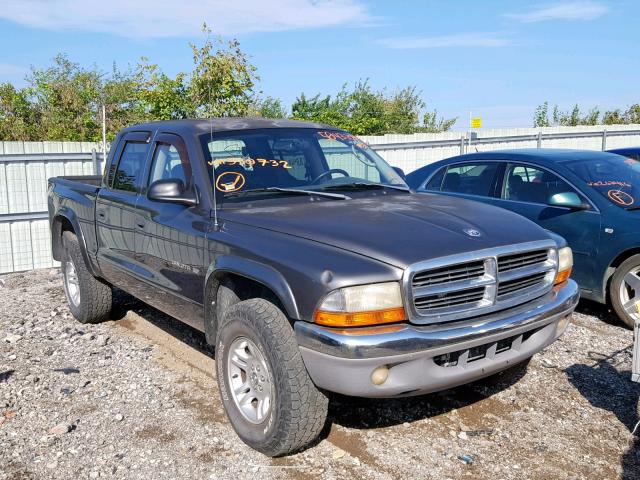 1B7HG48N02S590732 - 2002 DODGE DAKOTA QUA GRAY photo 1