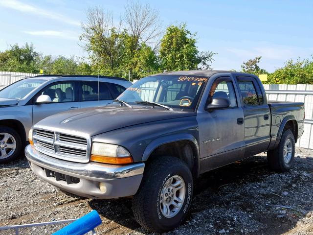 1B7HG48N02S590732 - 2002 DODGE DAKOTA QUA GRAY photo 2