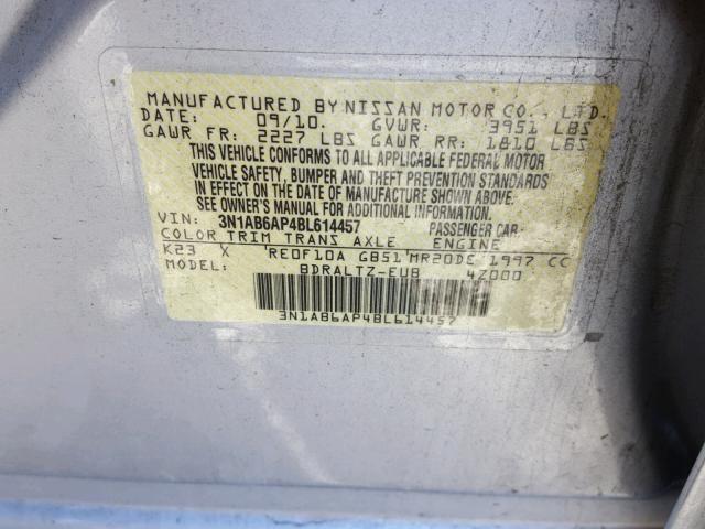 3N1AB6AP4BL614457 - 2011 NISSAN SENTRA 2.0 GRAY photo 10