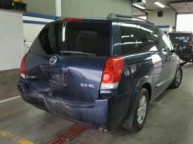 5N1BV28U96N121534 - 2006 NISSAN QUEST S BLUE photo 4