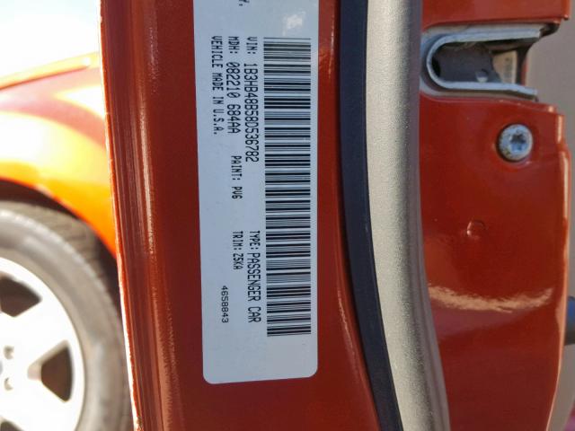 1B3HB48B58D536782 - 2008 DODGE CALIBER SX ORANGE photo 10